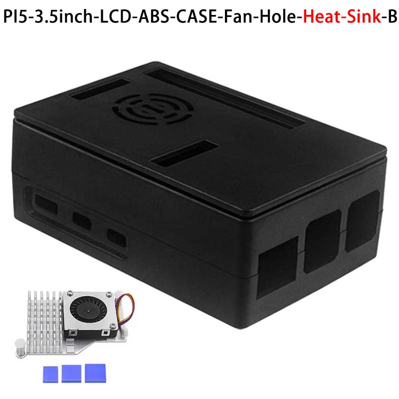 Raspberry Pi 5 ABS Case 3.5inch Display Fan Hole Compatible Multi-Purpose with Removable Cover and Fan Mount