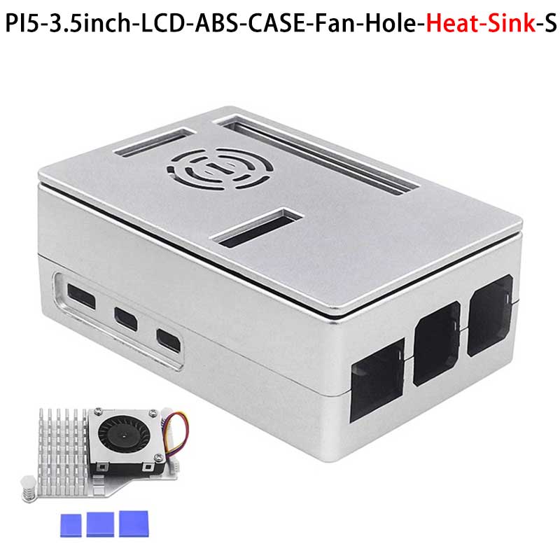 Raspberry Pi 5 ABS Case 3.5inch Display Fan Hole Compatible Multi-Purpose with Removable Cover and Fan Mount