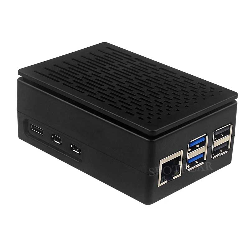 Raspberry Pi 5 ABS Case 3.5inch Display Stripe Compatible Multi-Purpose with Removable Cover and Fan Mount