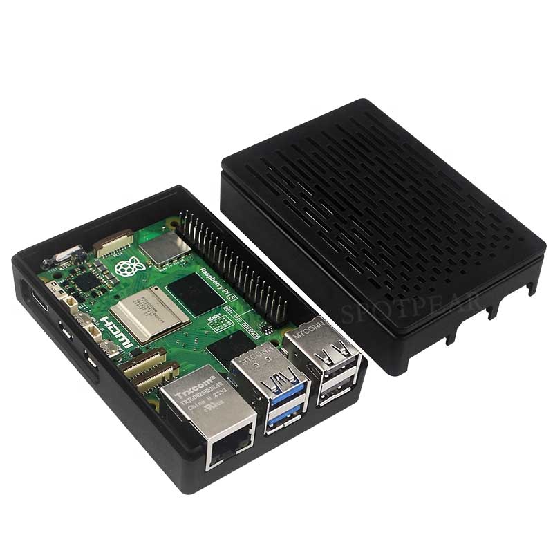 Raspberry Pi 5 ABS Case 3.5inch Display Stripe Compatible Multi-Purpose with Removable Cover and Fan Mount
