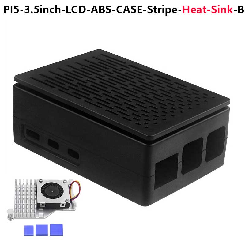 Raspberry Pi 5 ABS Case 3.5inch Display Stripe Compatible Multi-Purpose with Removable Cover and Fan Mount