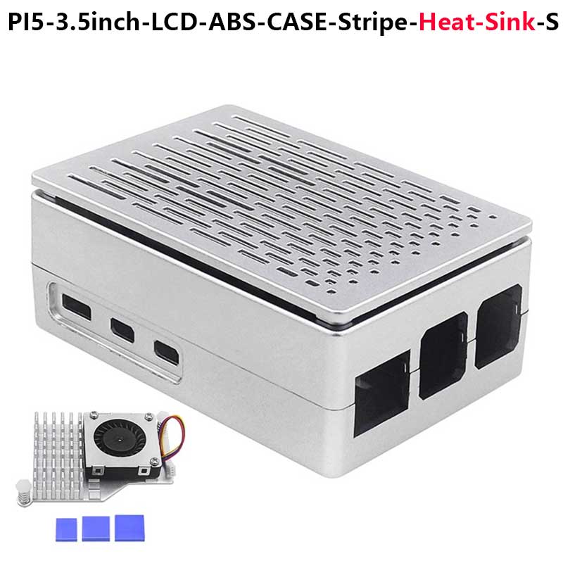 Raspberry Pi 5 ABS Case 3.5inch Display Stripe Compatible Multi-Purpose with Removable Cover and Fan Mount