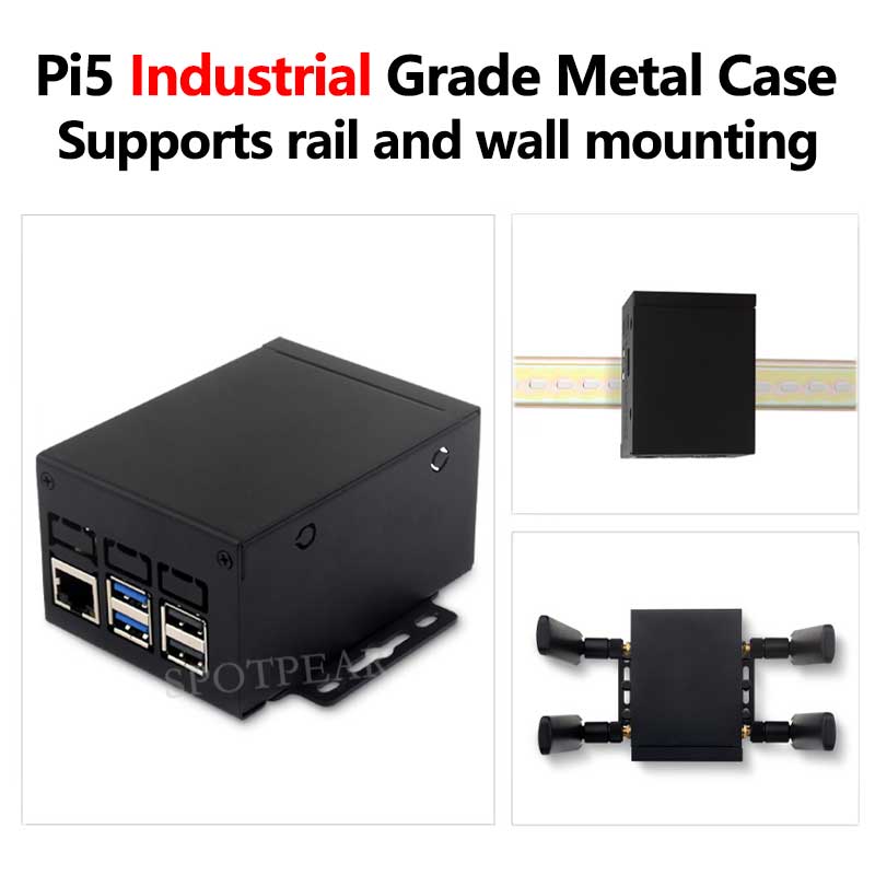 Raspberry Pi 5 Industrial grade large space metal Case D For official Active Cooler PCle/PoE HAT