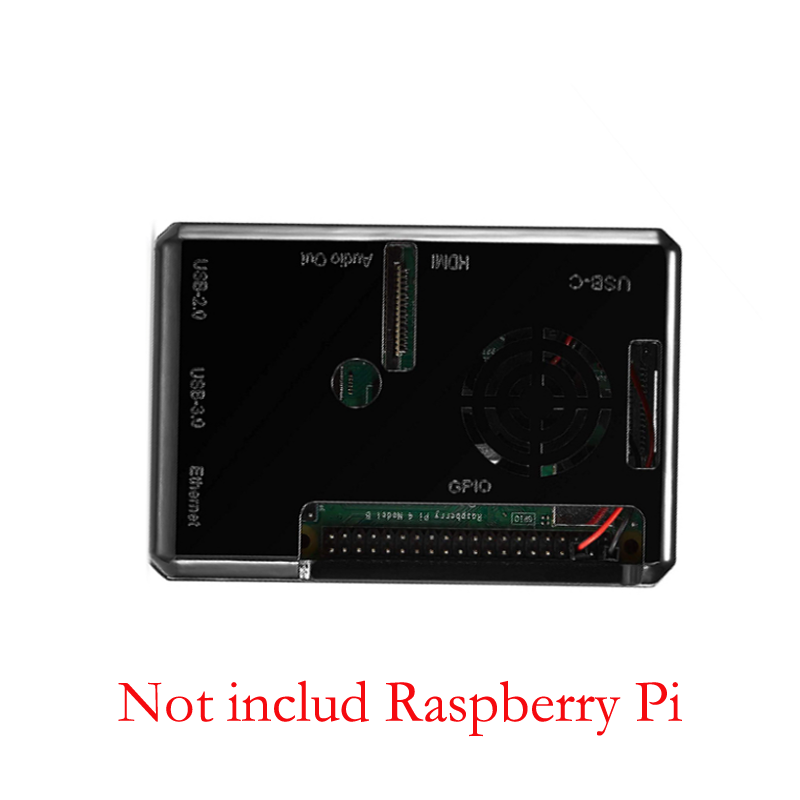 Raspberry Pi 4 Model B Black ABS Case With Heatsink Cooling Fan
