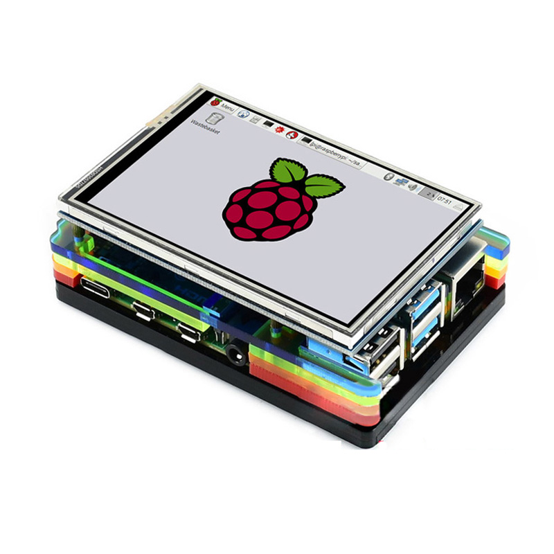 Raspberry Pi 4 Colorful Rainbow Acrylic Case, with Cooling Fan