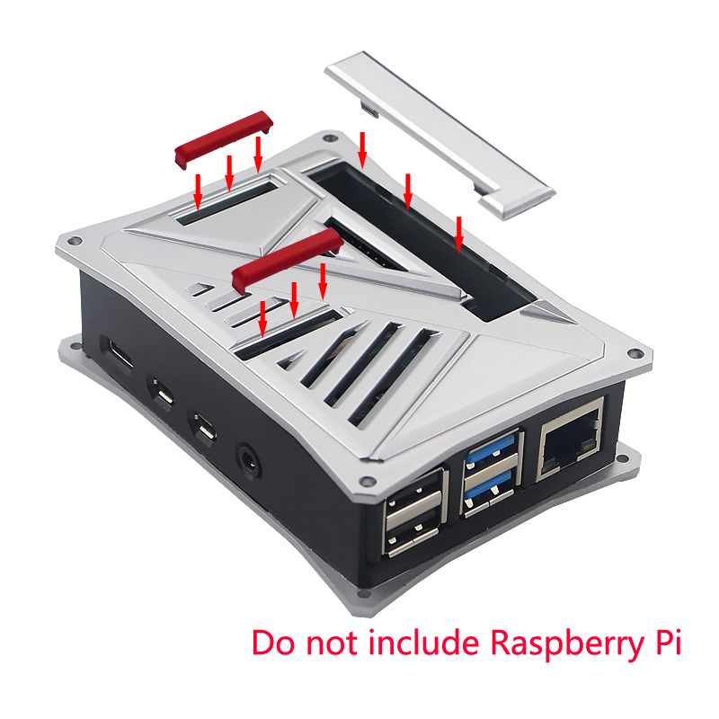 Raspberry Pi 4 ABS Silver case with fan and heatsink