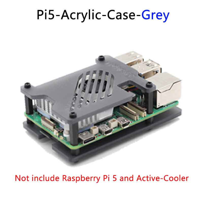 Raspberry Pi 5 Case - Frosted Acrylic Panel Compatible with Official Active Cooler heatsink