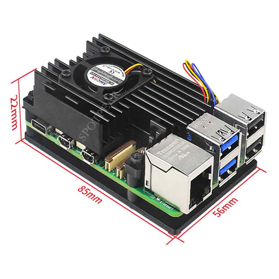 Raspberry Pi 5 Aluminum Alloy Case with PWM Temperature-Controlled Cooling Fan