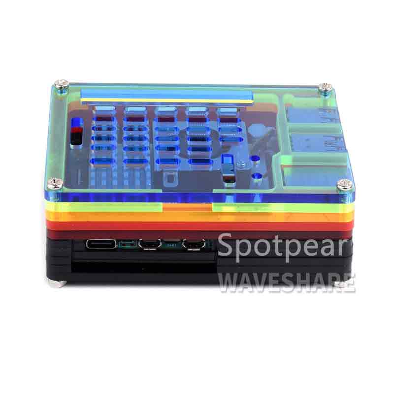 Raspberry Pi 5 Rainbow Acrylic Case Colorful Translucent Acrylic Case Supports Installing Official A