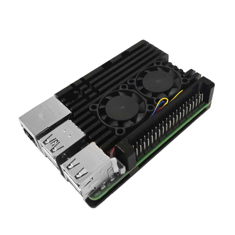 52Pi Aluminum Case For Raspberry Pi 5 – With Cooling Fan & Heatsinks – Black/Acrylic