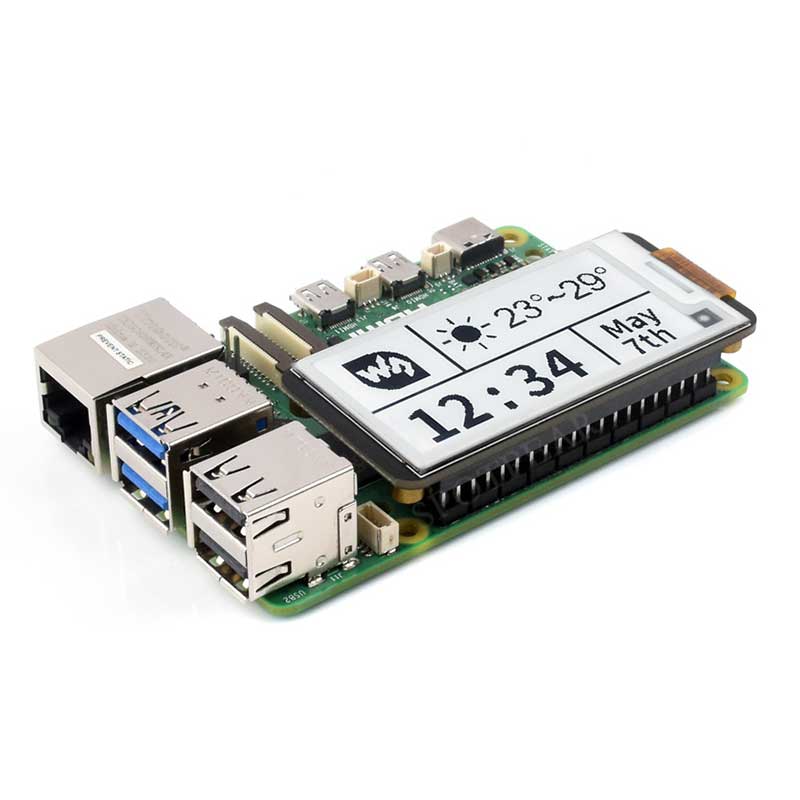 2.13inch e Paper HAT+ Black-White 250x122 E-Ink For Raspberry Pi /Jetson Nano /Sunrise X3 Pi /Pwnago