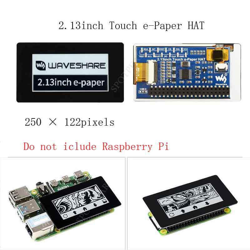 Raspberry Pi 2.13inch Touch e Paper HAT SPI 250×122
