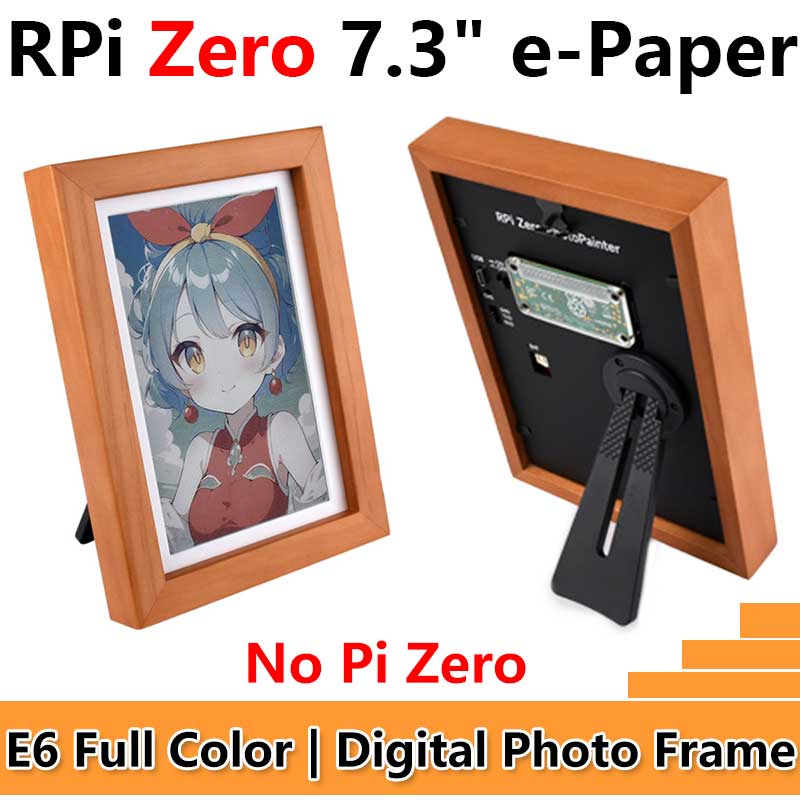 Raspberry Pi Zero Pi0 2W Digital Photo Frame 7.3 inch E6 Full Color E Paper Ink Calendar Art Poster