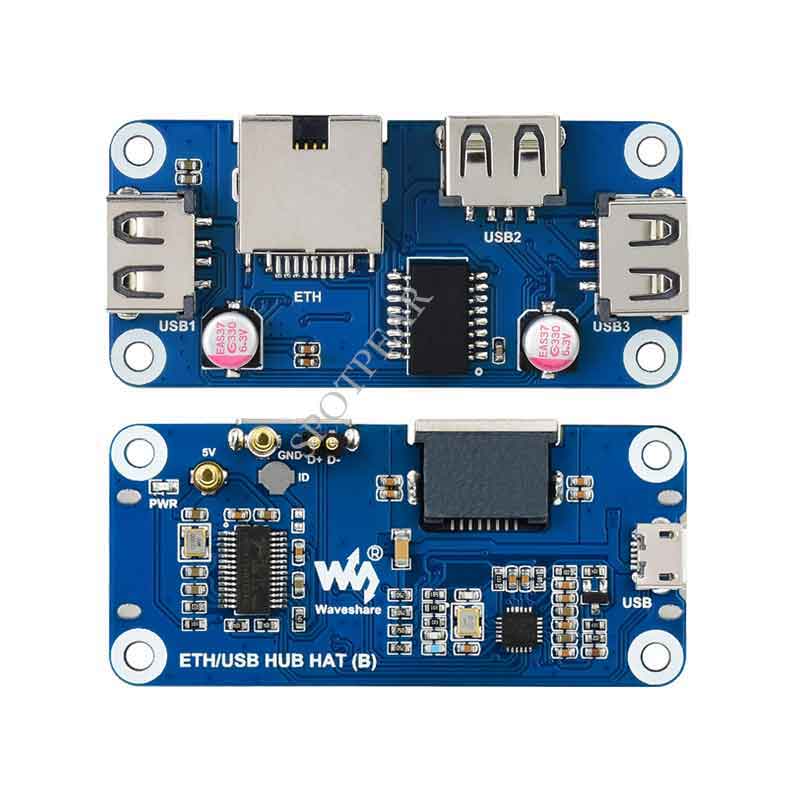 Raspberry Pi Series Ethernet / USB HUB HAT (B) 1x RJ45, 3x USB 2.0