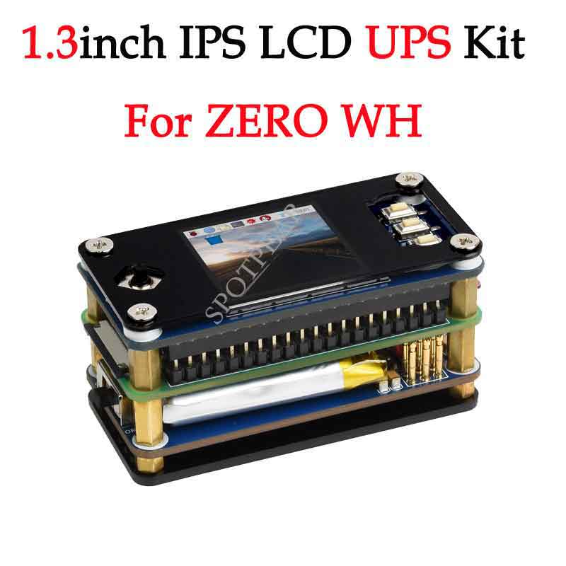 Raspberry Pi Zero WH UPS Module 1.3inch LCD Display Screen 1.3 inch with Case and UPS HAT KIT