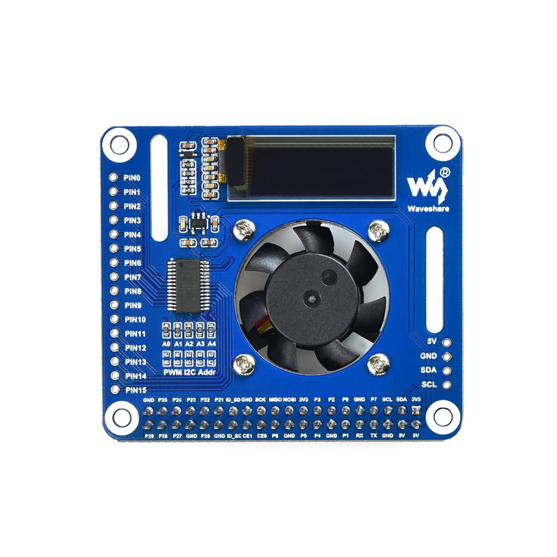 Raspberry Pi PWM Controlled Fan HAT, I2C, Temperature Monitor