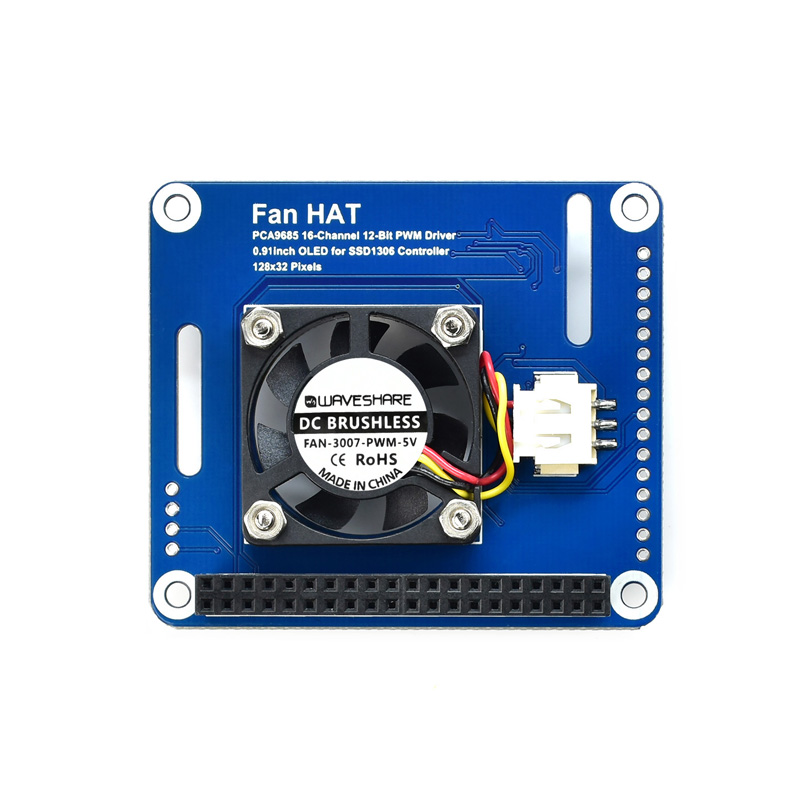 Raspberry Pi PWM Controlled Fan HAT, I2C, Temperature Monitor