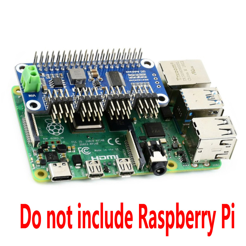 Raspberry Pi Servo Driver HAT (B), 16 Channel, 12 bit, I2C