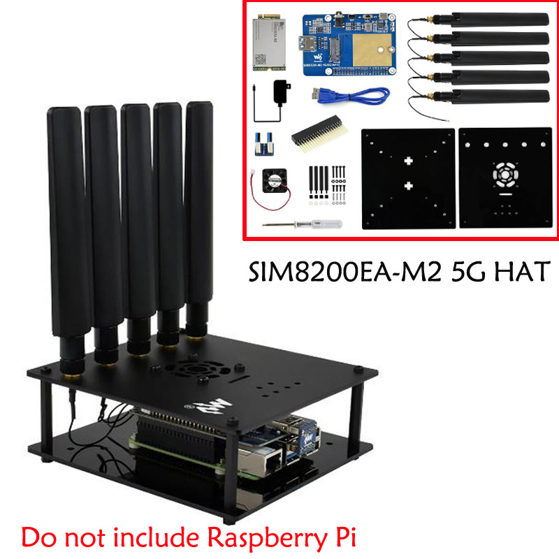Raspberry Pi SIM8200EA M2 5G HAT, 5G/4G/3G Support, Snapdragon X55, Multi Mode Multi Band