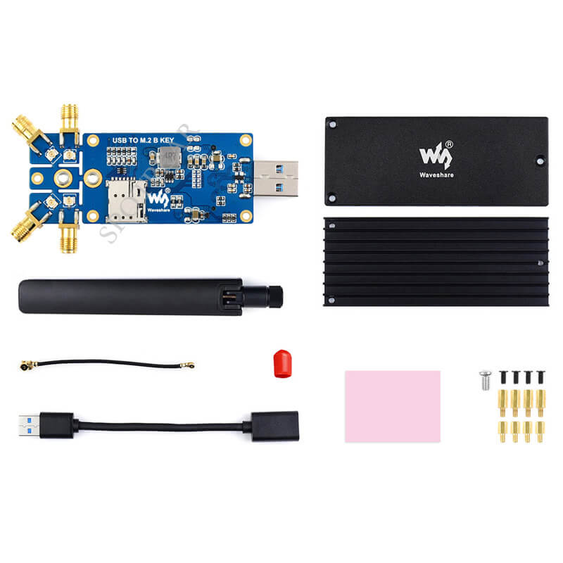 Raspberry Pi 5G DONGLE Expansion Board Four Antennas USB3.1 Port Aluminum Alloy Case M.2 Key B Port