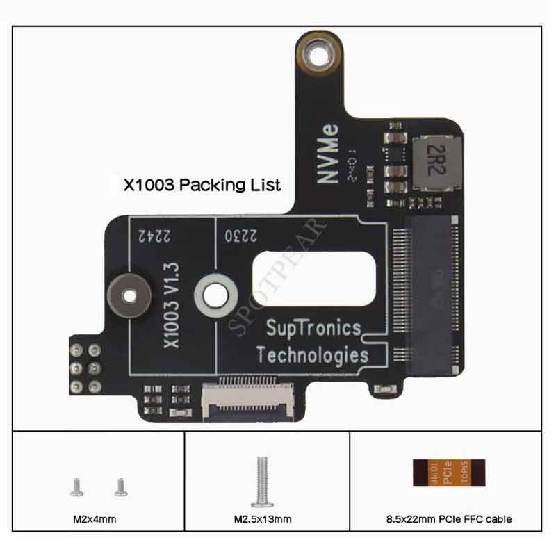 X1003 Raspberry Pi 5 PCIe to M.2 NVMe SSD MINI Adapter Board HAT Pi5 2242 2230