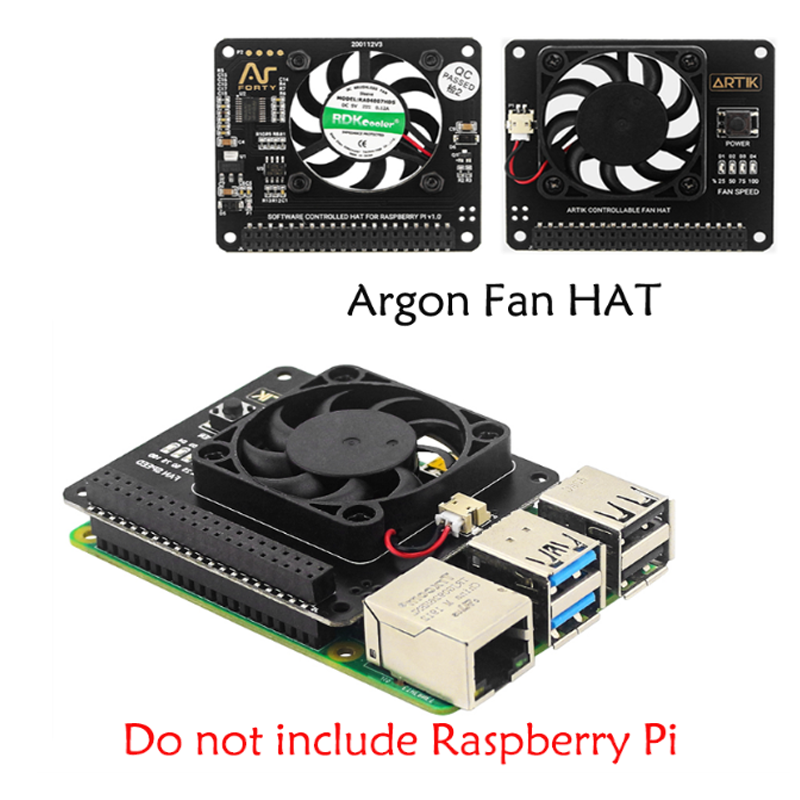 Raspberry Pi 4 Model B Argon Fan HAT with Cooling Fan Function Power Switch
