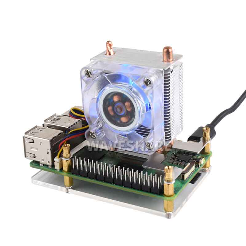 Raspberry Pi 5 ICE Tower Higher RGB Fan Pi5 CPU Cooler U-Shaped Copper Tube Fins