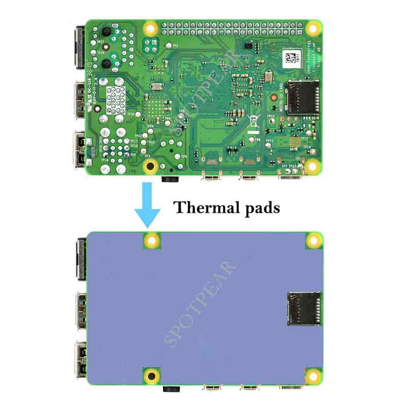 Raspberry Pi 4B Custom Made Protector Cooling Film Graphene + Thermally conductive silicone
