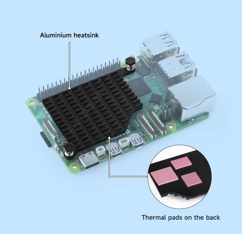 Raspberry Pi 5 Aluminum Heatsink Cooler Case Pi5 Metal Cooler Radiator
