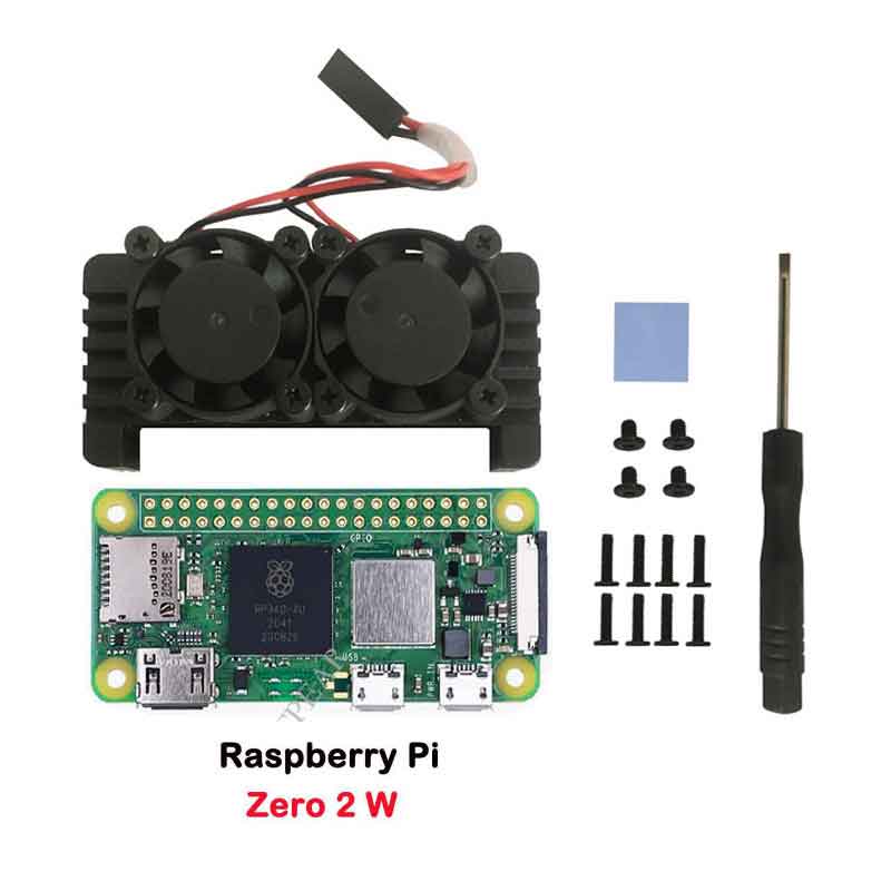 Raspberry Pi Zero 2W PI0 2W with Aluminum Heatsink case and double Fans