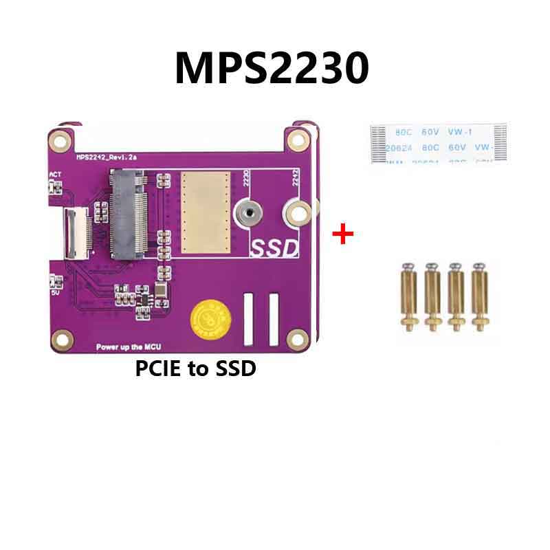 Raspberry Pi 5 PCIe to M.2 NVMe SSD Adapter Board HAT Pi5-PCIe-MPS2242-2230-Board