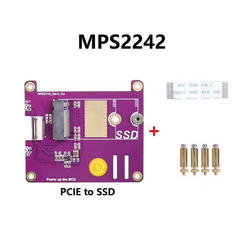 Raspberry Pi 5 PCIe to M.2 NVMe SSD Adapter Board HAT Pi5-PCIe-MPS2242-2230-Board