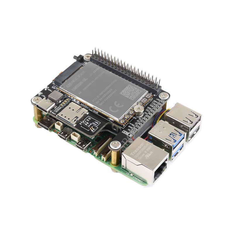 Raspberry Pi 5 PCIe to M.2 5G/4G/3G HAT With SIM8262E-M2