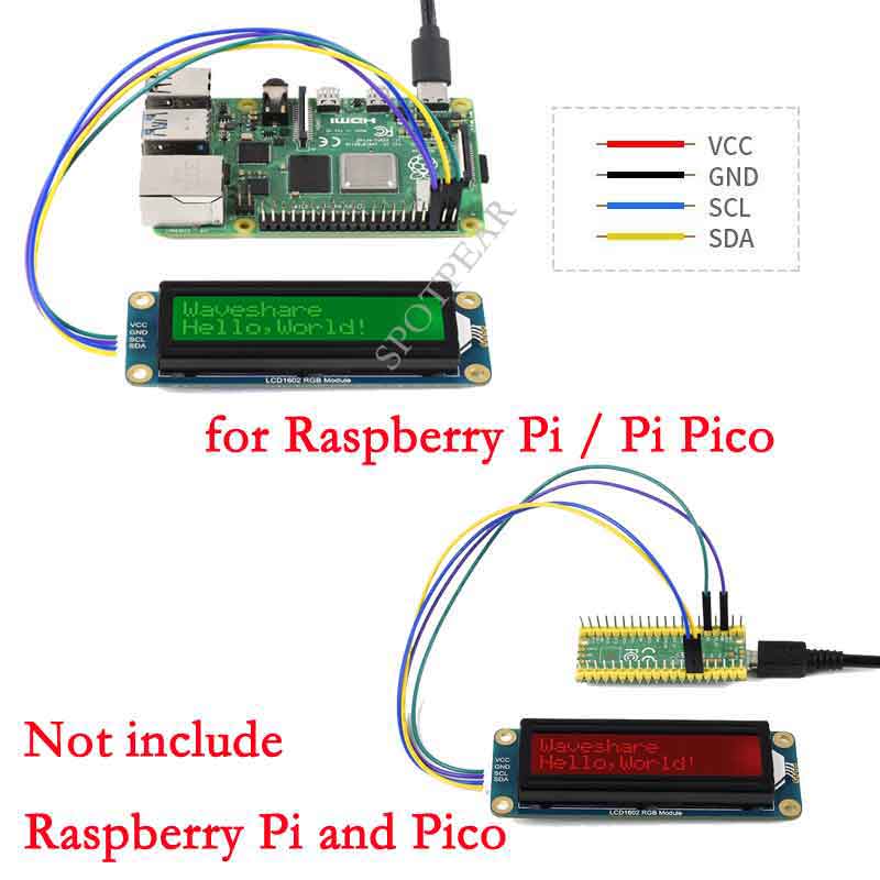 LCD1602 Display Module  I2C Bus Screen LCD RGB Backlight for Arduino Raspberry Pi Pico STM32