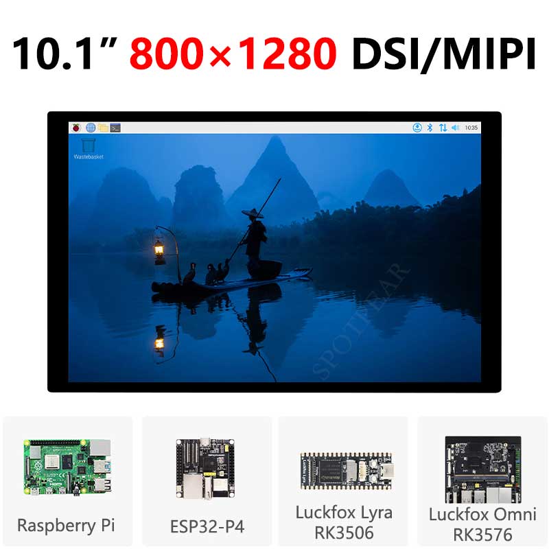 Raspberry Pi 10.1 inch DSI MIPI LCD TouchScreen Display 10.1inch 800x1280 For Luckfox Lyra RK3506/ESP32-P4/Luckfox Omni3576