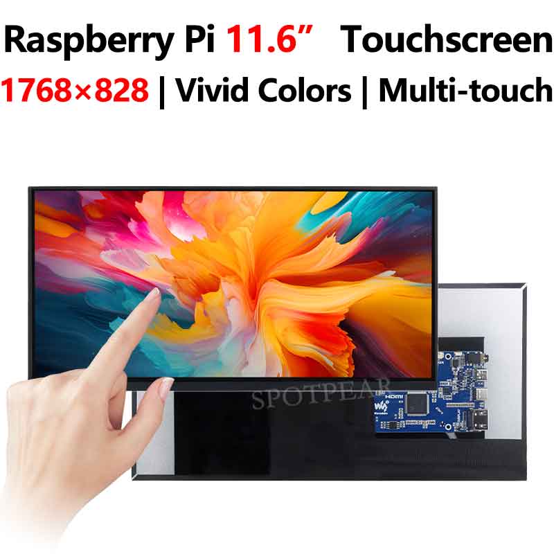 Raspberry Pi 11.6 inch LCD HDMI /Type C Display In-Cell Capacitive TouchScreen 1768x828 For Jetson Nano/mini Computer PC