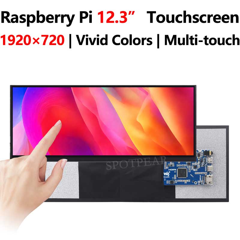 Raspberry Pi 12.3 inch LCD HDMI /Type C Display In-Cell Capacitive TouchScreen 1920x720 For Jetson Nano/mini Computer PC