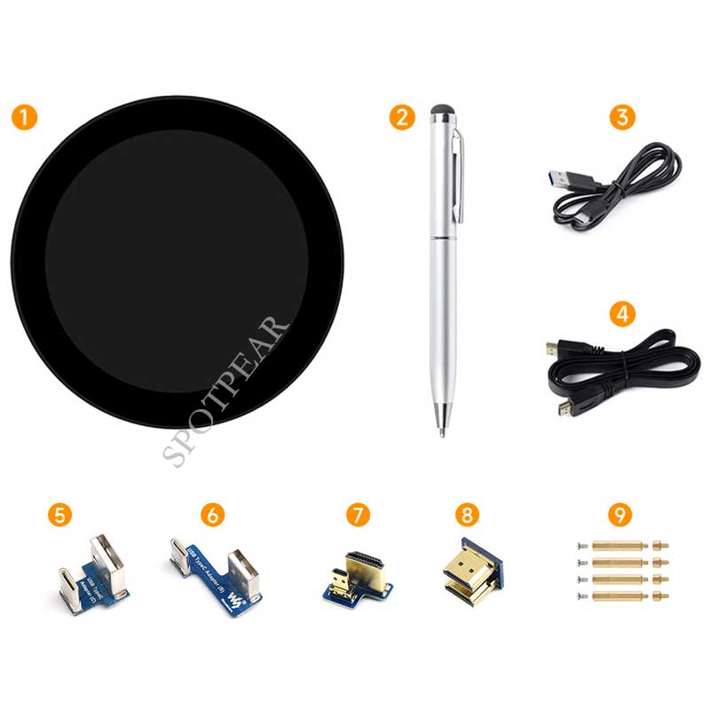 3.4inch Round LCD HDMI Capacitive Touchscreen Display 800x800 For Raspberry Pi/Jetson Nano/mini PC