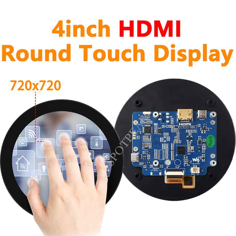 4inch Round LCD HDMI Capacitive Touchscreen Display 720x720 For Raspberry Pi/Jetson Nano/mini PC