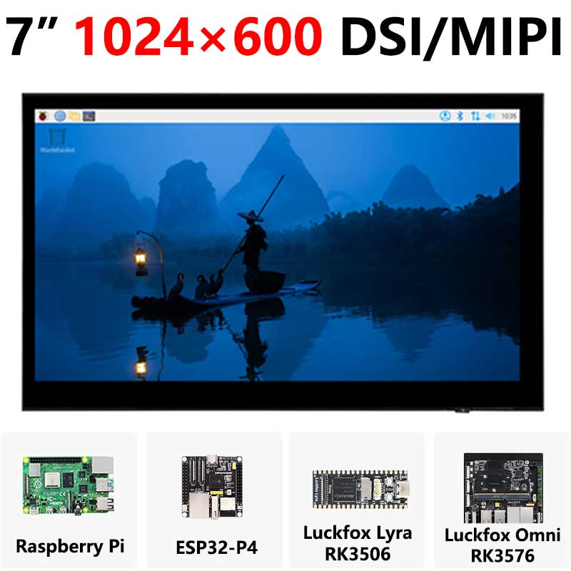 Raspberry Pi 7 inch DSI MIPI LCD TouchScreen Display 7inch 1024x600 For Luckfox Lyra RK3506/ESP32-P4/Luckfox Omni3576
