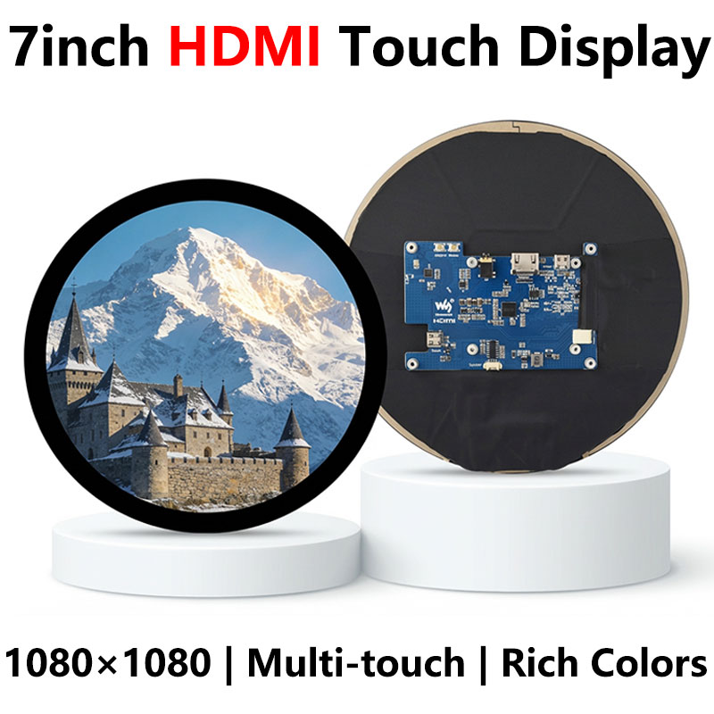 7inch Round LCD HDMI Capacitive 7 inch Touchscreen Display 1080x1080 For Raspberry Pi/Jetson Nano/mini PC