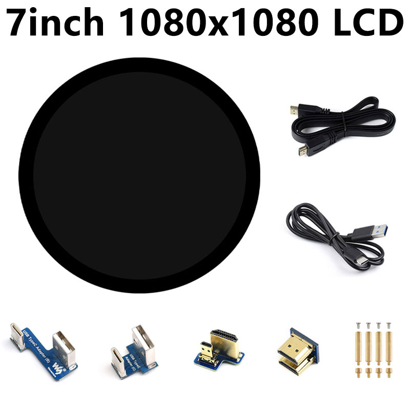 7inch Round LCD HDMI Capacitive 7 inch Touchscreen Display 1080x1080 For Raspberry Pi/Jetson Nano/mini PC