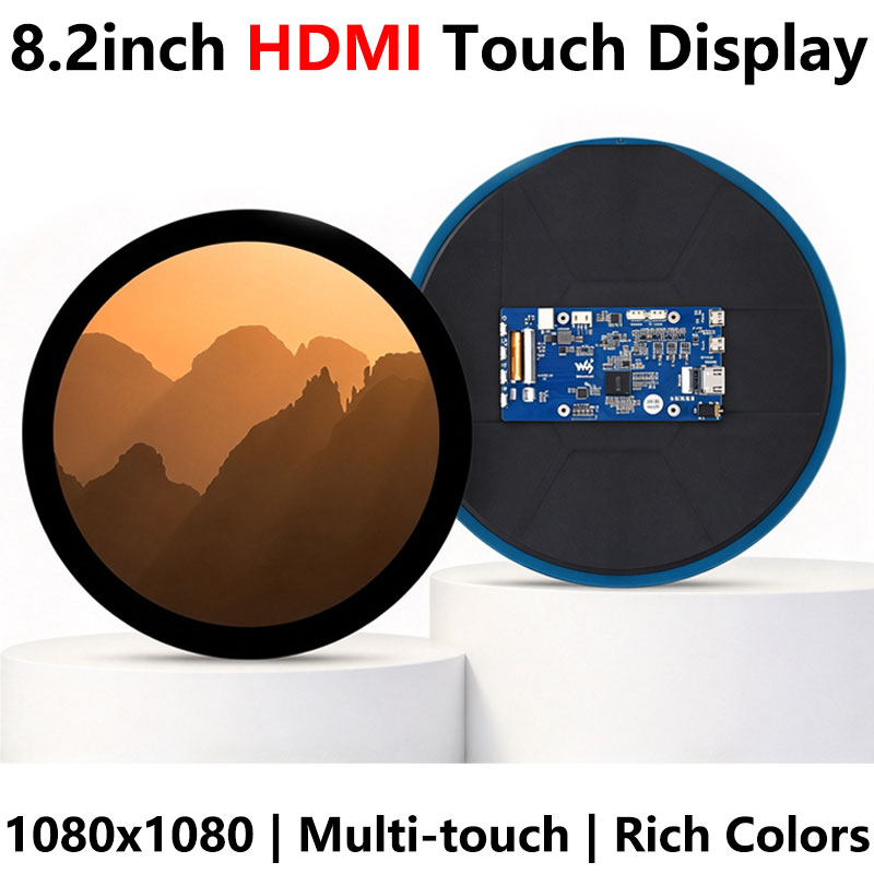 8.2inch Round LCD HDMI Capacitive 8.2 inch Touchscreen Display 1080x1080 For Raspberry Pi/Jetson Nano/mini PC