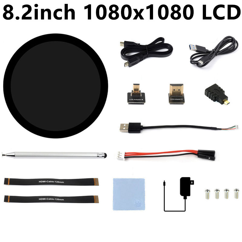 8.2inch Round LCD HDMI Capacitive 8.2 inch Touchscreen Display 1080x1080 For Raspberry Pi/Jetson Nano/mini PC