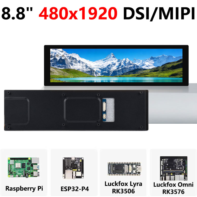 Raspberry Pi 8.8 inch DSI MIPI LCD TouchScreen Display 8.8inch 480x1920 For Luckfox Lyra RK3506/ESP32-P4/Luckfox Omni3576
