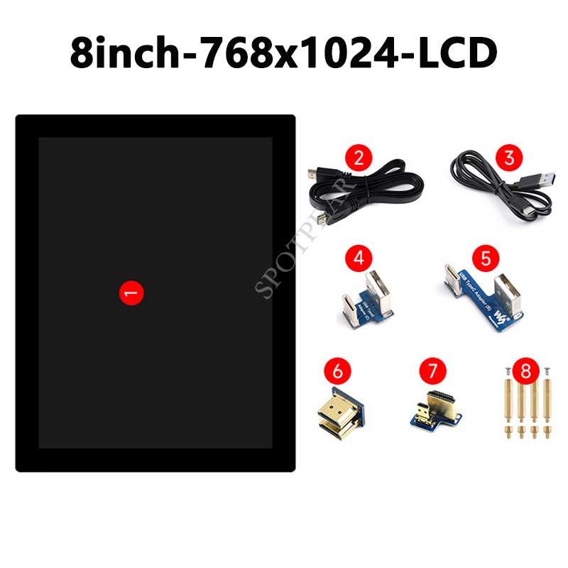 Raspberry Pi 8inch LCD 768x1024 Capacitive TouchScreen HDMI Display