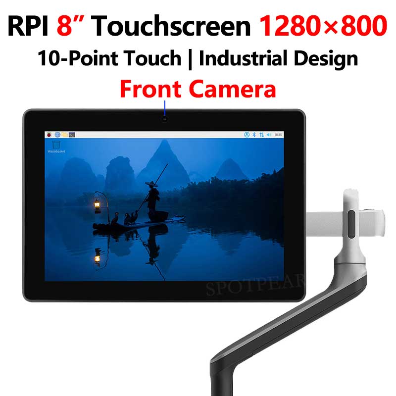 Raspberry Pi Industrial 8 inch HMI DSI LCD TouchScreen MIPI Display 1280x800 8inch One-Body PC With Front Camera For Pi 4/5