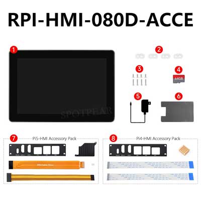 Raspberry Pi Industrial 8 inch HMI DSI LCD TouchScreen MIPI Display 1280x800 8inch One-Body PC With Front Camera For Pi 4/5