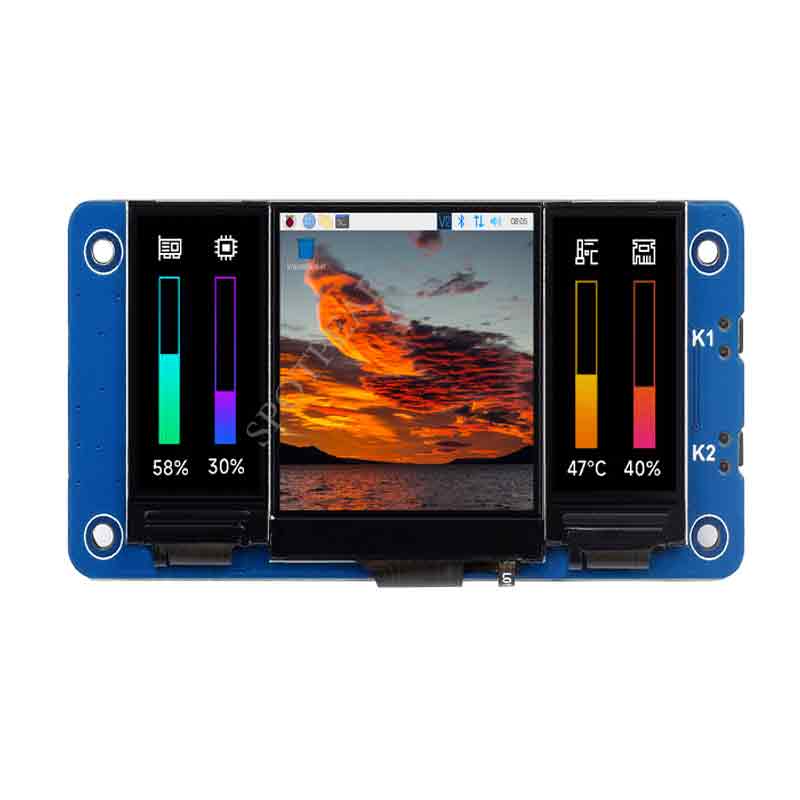 Raspberry Pi Triple LCD HAT 1.3inch IPS LCD Main Screen Dual 0.96inch IPS LCD Secondary Screens