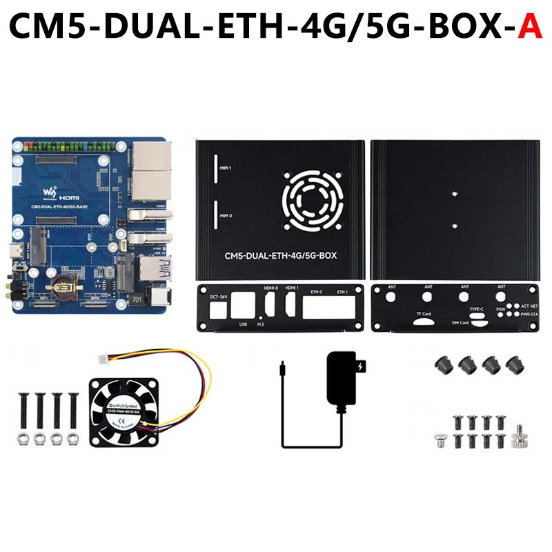 Raspberry Pi CM5 4G/5G Dual Ethernet Port ETH Gigabit/2.5G Expansion Board with RJ45 IO Base and GPIO
